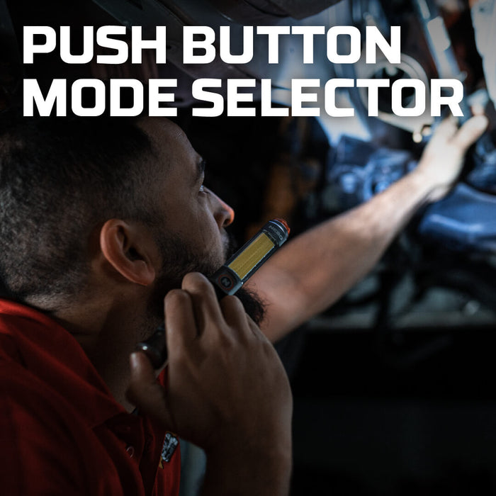 Graphic showing the mode selector on the Nebo Big Larry 3 work light