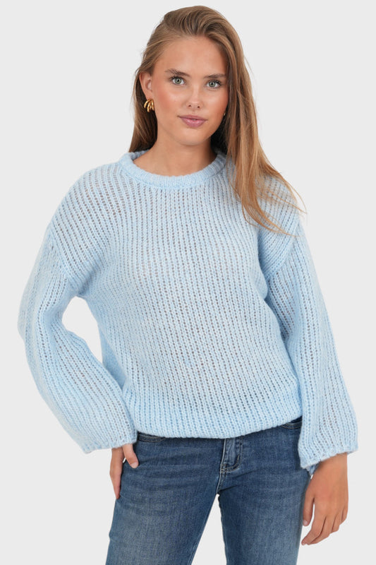 "Bisous" sweater blue