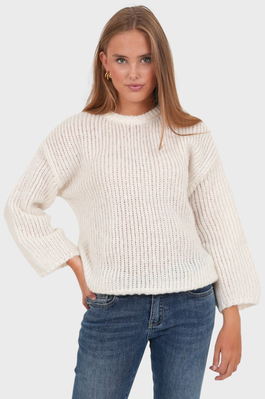 "Bisous" sweater white