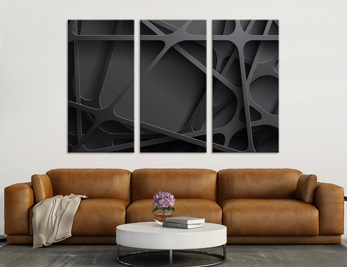 Black 3D Abstract Canvas Print #1117