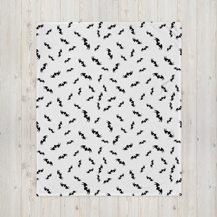 Black Bats Throw Blanket - Black and White 50″ × 60″