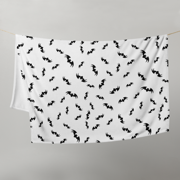 Black Bats Throw Blanket - Black and White 50″ × 60″