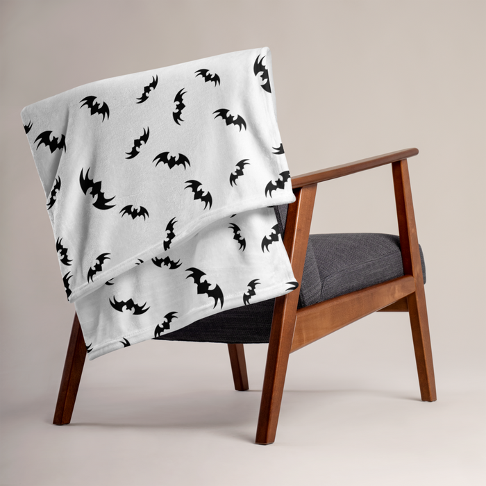 Black Bats Throw Blanket - Black and White 50″ × 60″