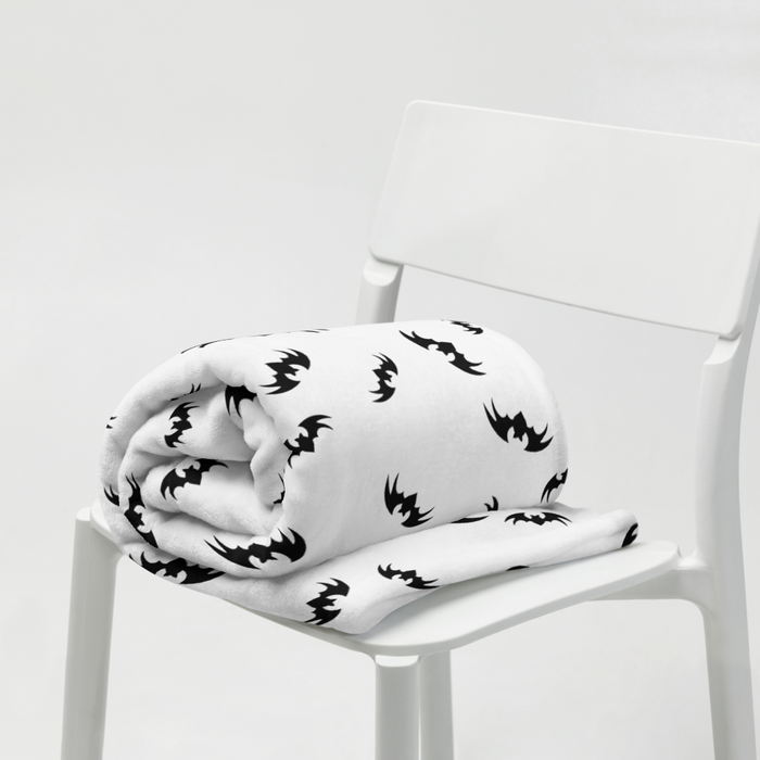 Black Bats Throw Blanket - Black and White 50″ × 60″