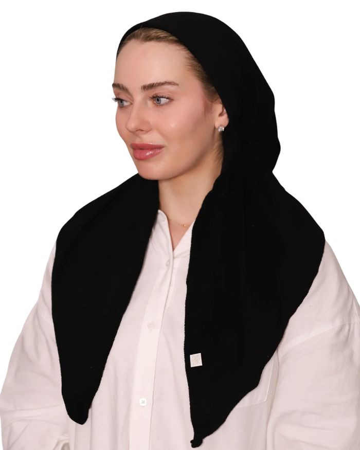 Black Terry Adjustable Pre-Tied Bandanna