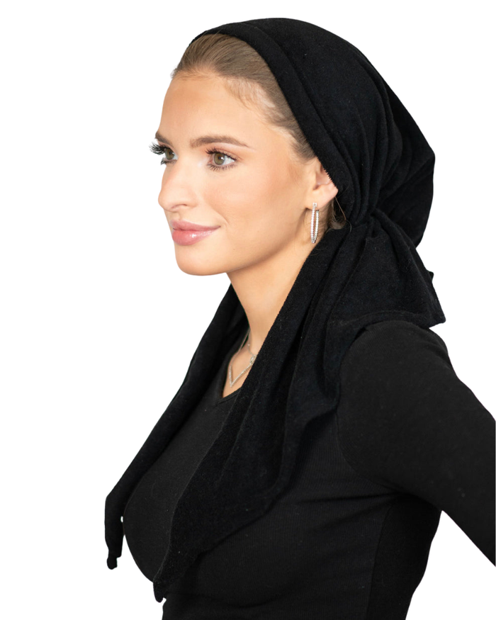 Black Terry Adjustable Pre-Tied Bandanna