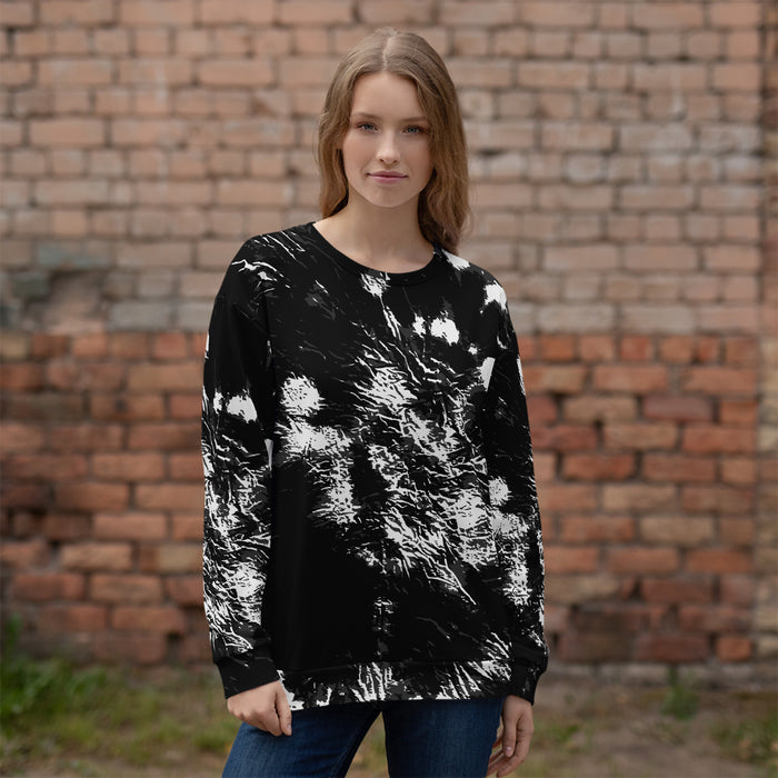 Black & White Tie Dye Print Unisex Sweatshirt - Bloom Seventy Seven