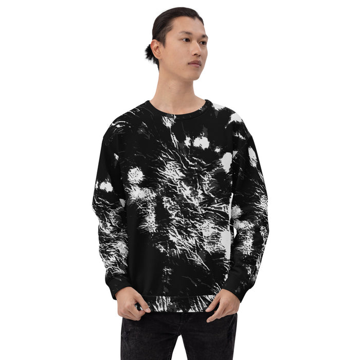 Black & White Tie Dye Print Unisex Sweatshirt - Bloom Seventy Seven