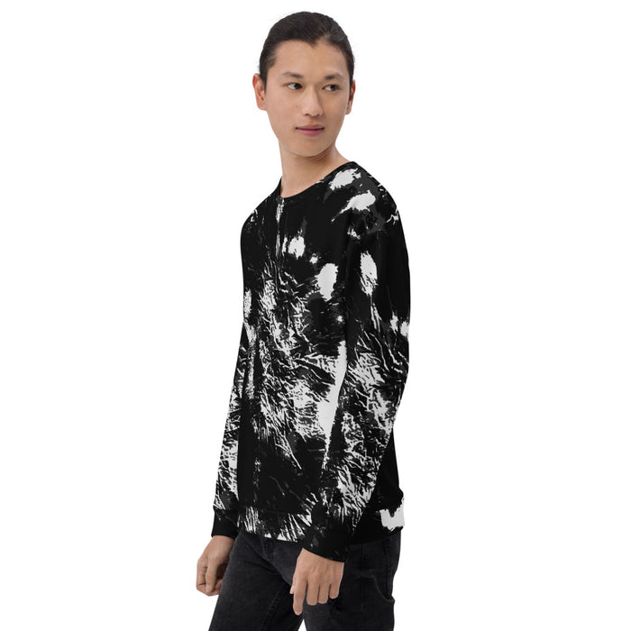 Black & White Tie Dye Print Unisex Sweatshirt - Bloom Seventy Seven
