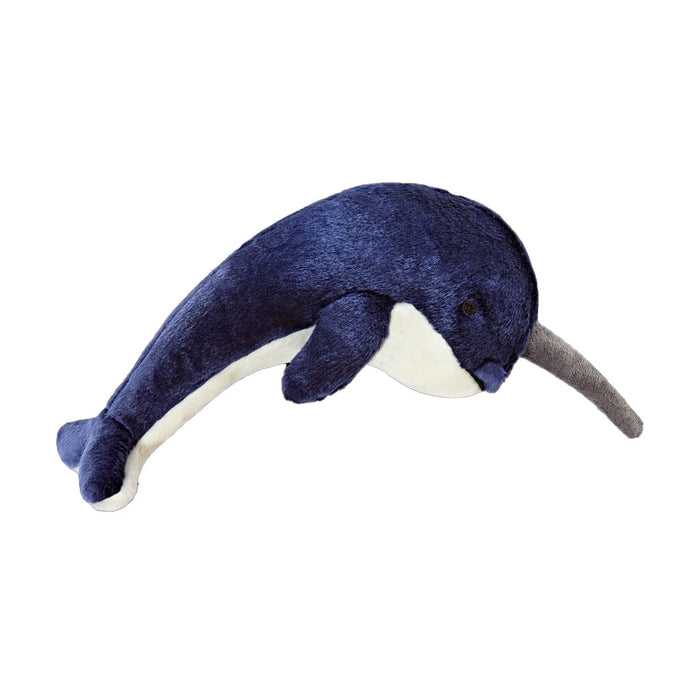 Side of Bleu the Narwhal Plush Toy