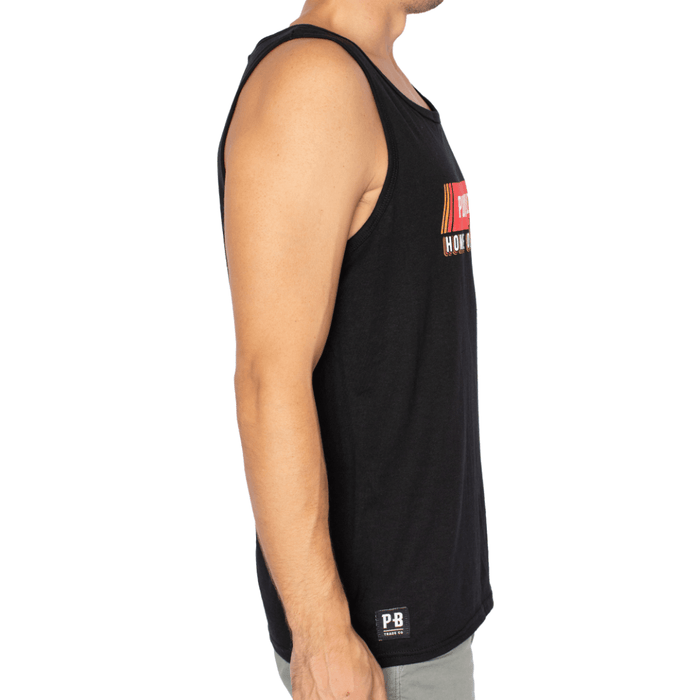 Purpose-Built Block tank top in black, side view