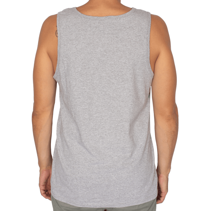 Purpose-Built Block tank top in grey, back view