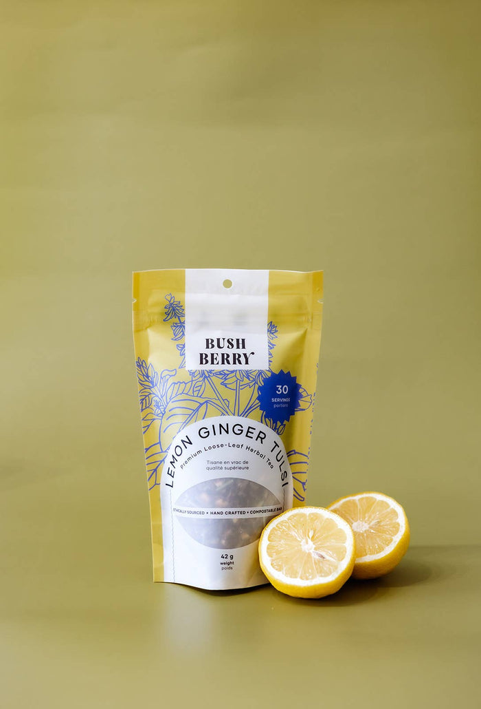 BLUSH BERRY Organic Lemon Ginger Tulsi Loose Leaf Tea