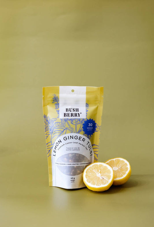 BLUSH BERRY Organic Lemon Ginger Tulsi Loose Leaf Tea