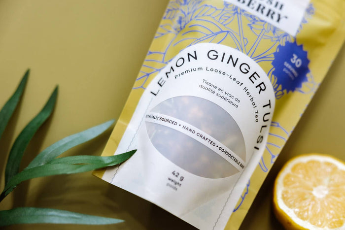 BLUSH BERRY Organic Lemon Ginger Tulsi Loose Leaf Tea