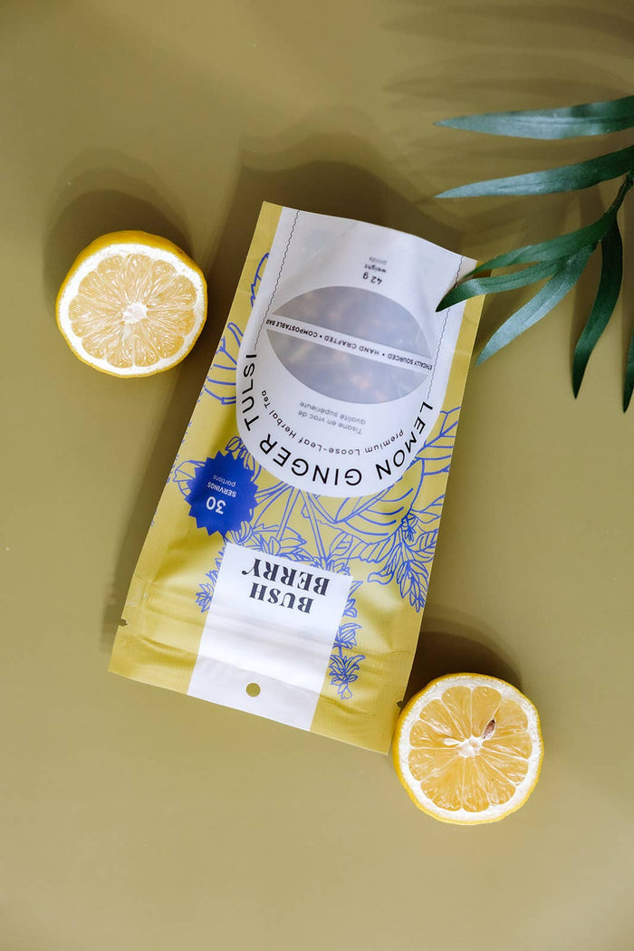 BLUSH BERRY Organic Lemon Ginger Tulsi Loose Leaf Tea
