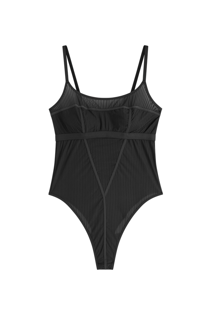 zwarte bodysuit lingerie met strepen