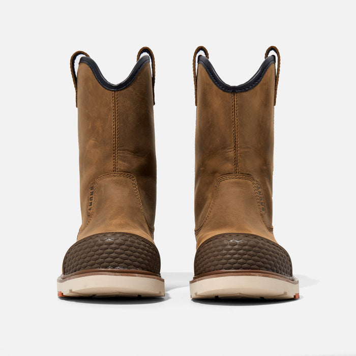 BRUNT Bolduc wellington work boots shown as a pair, wedge outsole and composite toe