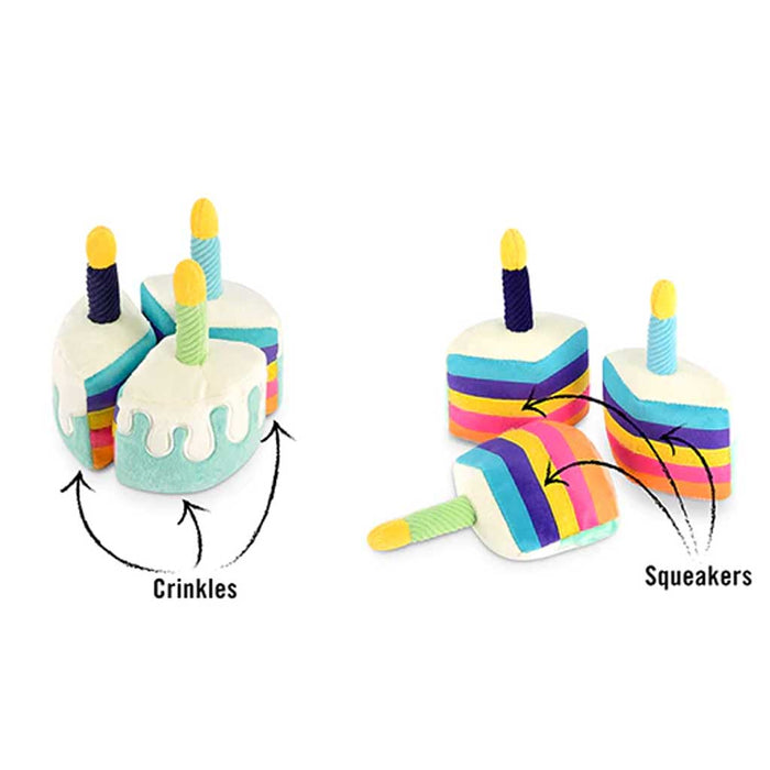 Bone-Appetite Cake Plush Toy crinkle and squeak description.