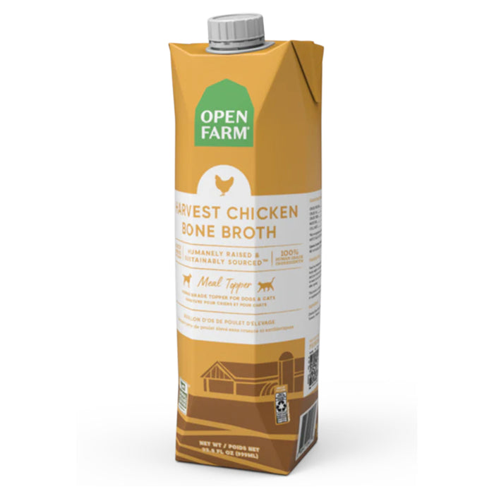 Open Farm Bone Broth Harvest Chicken 12oz bottle.