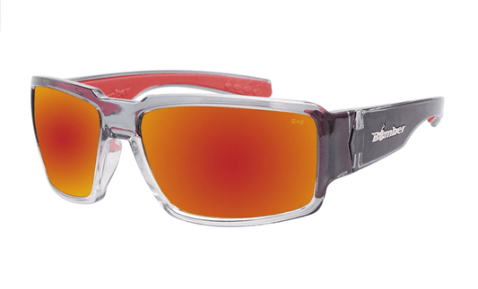 Bomber Boogie Bomb ANSI Z87+ safety sunglasses with red mirror lens