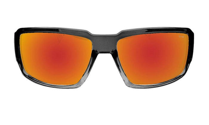Front view of the Bomber Boogie Bomb Z87+ safety sunglasses with red mirror lens
