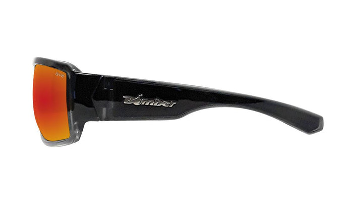Bomber Boogie Bomb red mirror safety sunglasses with the included head strap