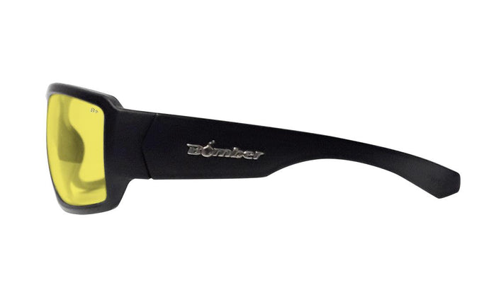 Bomber Boogie Bomb yellow lens safety glasses with the included head strap