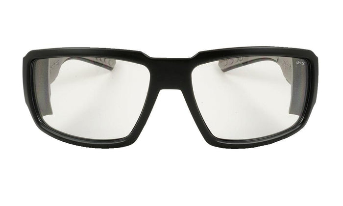 Front view of the Bomber Boogie Z87 safety glasses with clear impact resistant lens
