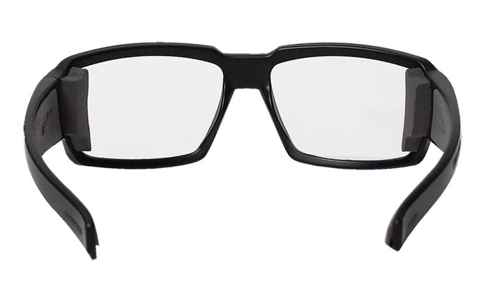 Back view of the Bomber Boogie clear safety glasses showing the nose pads