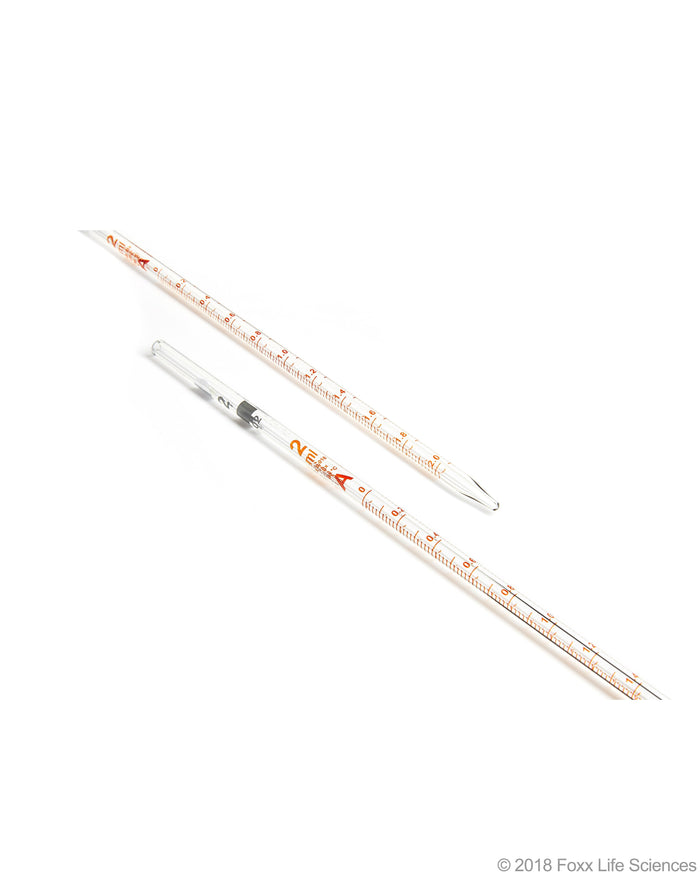 Borosil Graduated Mohr Pipette - 3.3 Borosilicate glass - Amber markings - CS/10 - 2mL - SolventWaste.com