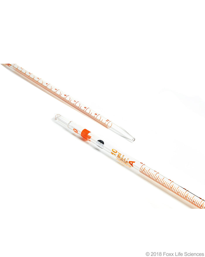 Borosil Graduated Mohr Pipette - 3.3 Borosilicate glass - Amber markings - CS/10 - 10mL - SolventWaste.com