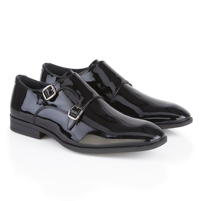 Botim Patent Leather Double Monk Shoes - Black
