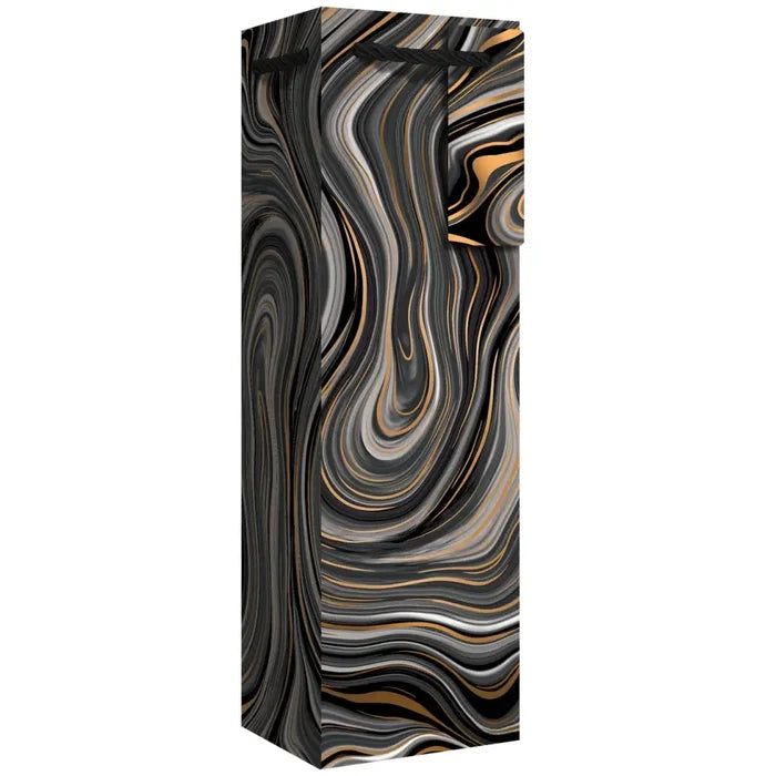 Bottle Tote With Tissue - Marbleized Black - 6 Count