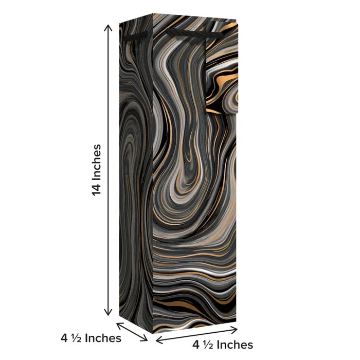 Bottle Tote With Tissue - Marbleized Black