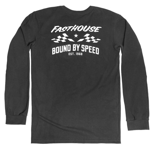 Fasthouse Bound long sleeve tee in black, back view of the print