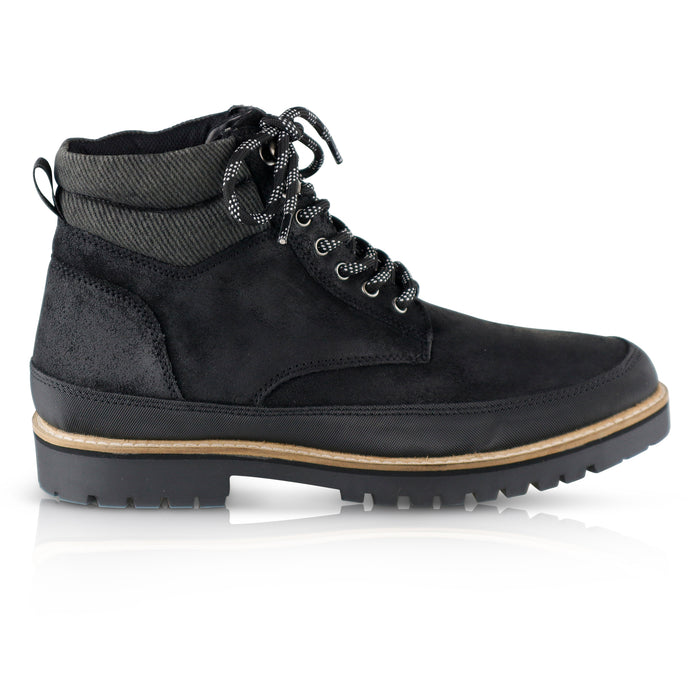 Braben Suede Leather Hiker Boots - Black