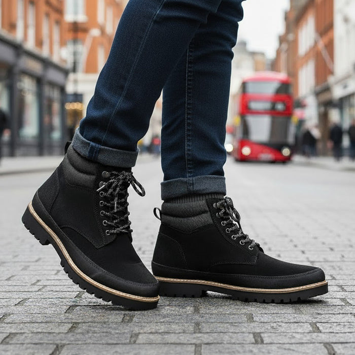 Braben Suede Leather Hiker Boots - Black