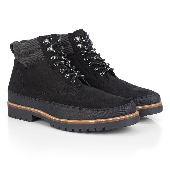 Braben Suede Leather Hiker Boots - Black