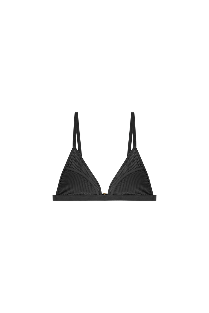 triangel bralette met strepen in het zwart