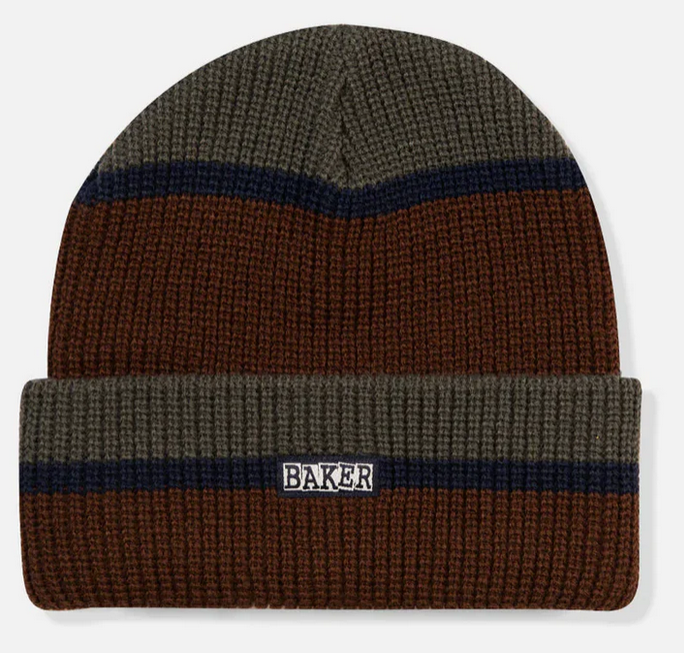 Brand Logo Block Beanie (Grey/Navy/Brown)