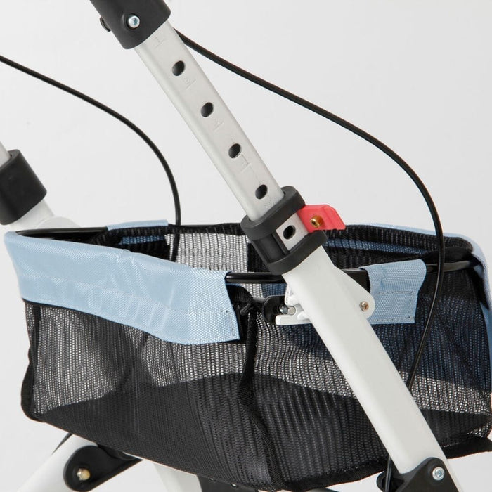 Close-up of a folding release lever on Breeze Indoor Rollator rollator being operated by hand.