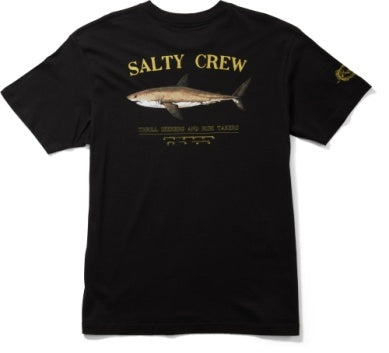 Salty Crew Bruce short sleeve graphic tee in black with screen printed shark logo