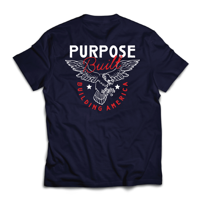 Purpose-Built Building America graphic tee in true navy, big and tall sizing
