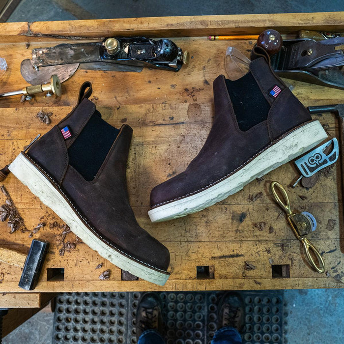 Danner Bull Run Chelsea wedge sole work boot in brown full grain leather, alternate view