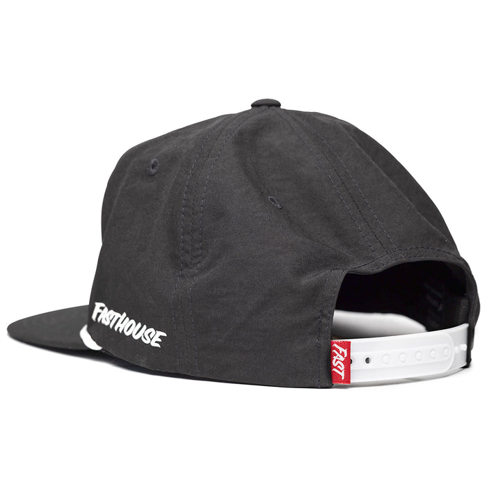 Fasthouse Burner hat in black, back view of the closure