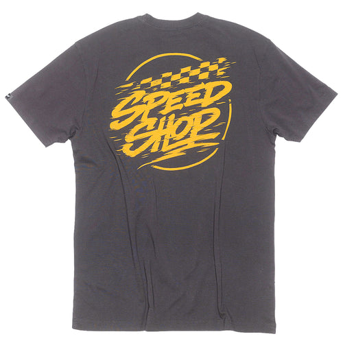 Fasthouse Burner tee in black, back view of the print