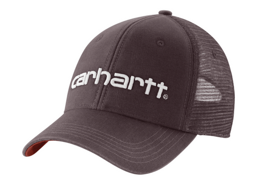 Carhartt canvas mesh-back logo graphic cap in dark sepia