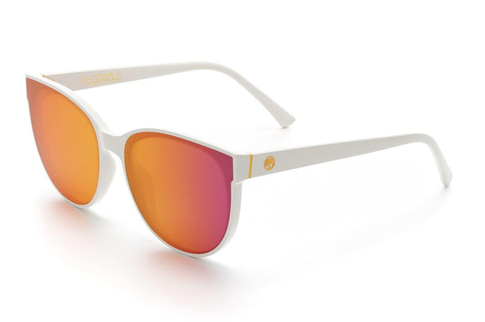 Side view of the Heat Wave Visual Carat sunglasses in white with rose gold lens
