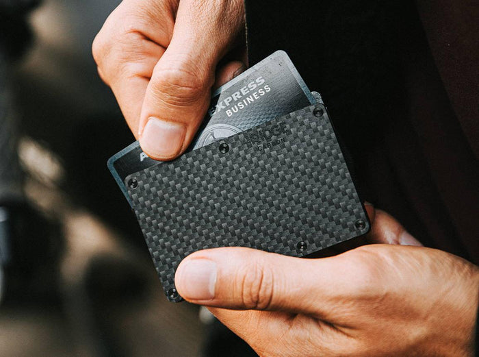 Ridge 3k carbon fiber money clip wallet with RFID blocking card plates